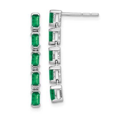 Emerald 5-Stone Dangle Earrings 14k White Gold EM7224-EM-W, MPN: EM7224-EM-W, 191101843457