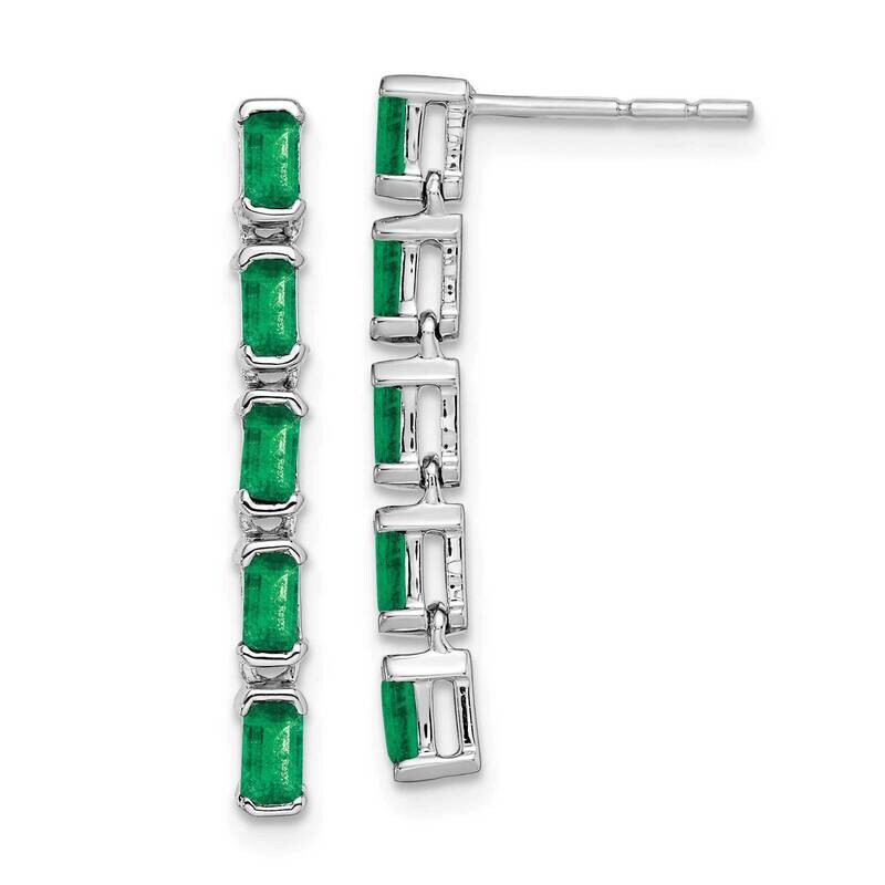 Emerald 5-Stone Dangle Earrings 14k White Gold EM7224-EM-W
