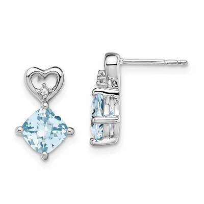 Aquamarine Diamond Heart Earrings 14k White Gold EM7399-AQ-002-WA, MPN: EM7399-AQ-002-WA, 191101401…