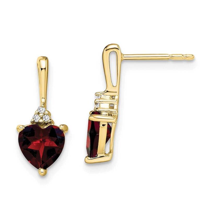 Garnet Diamond Heart Earrings 10k Gold EM7029-GA-003-1YA