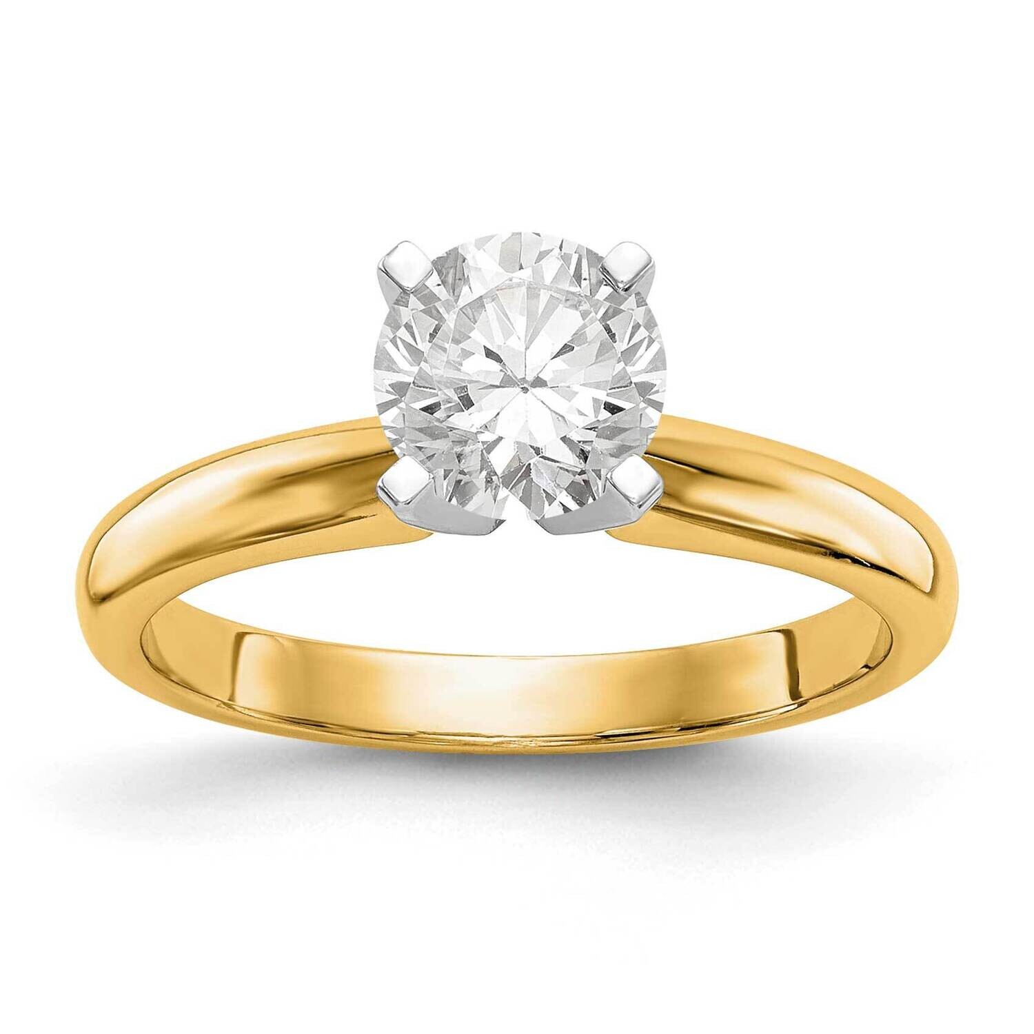2 Carat Medium-Weight Knife Edge/Half-Round 4-Prong Round Solitaire Ring Mounting 14k Two-Tone Gold KS32