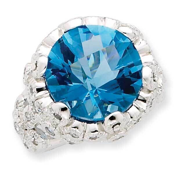 Blue CZ Ring Sterling Silver QR1421, MPN: QR1421,