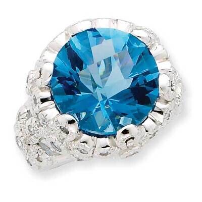 Blue CZ Ring Sterling Silver QR1421, MPN: QR1421,