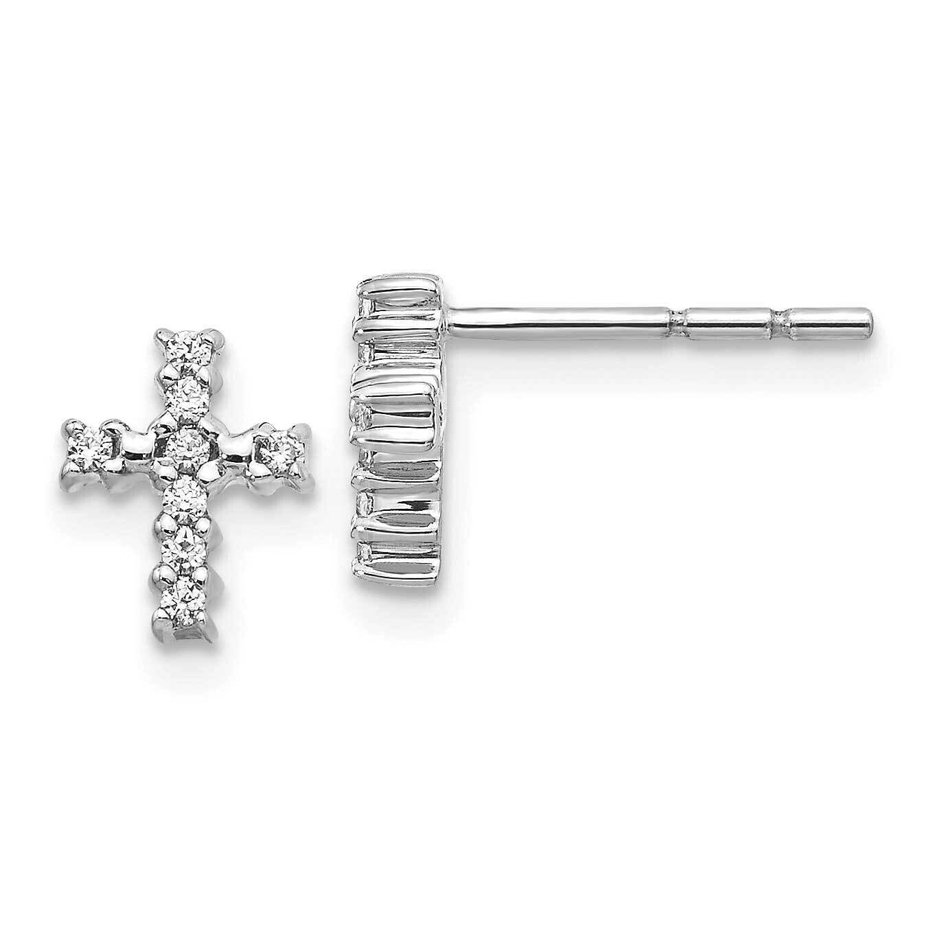 Polished Diamond Cross Post Earrings 10k White Gold EM5533-010-1WA, MPN: EM5533-010-1WA,