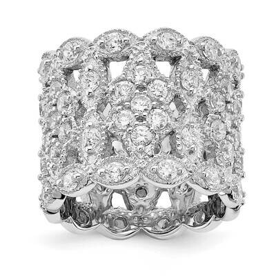Cheryl M Brilliant-Cut CZ Multi-Stone Ring Sterling Silver Rhodium-Plated QCM1498, MPN: QCM1498, 88…