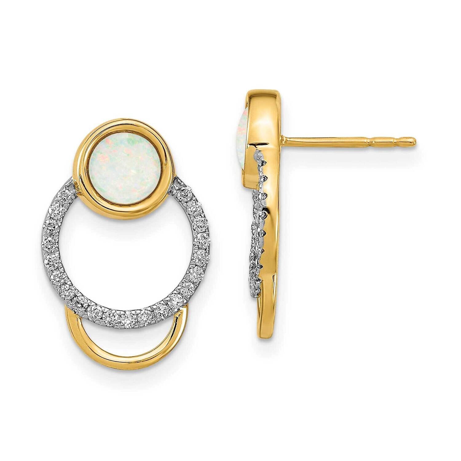 Diamond & Opal Circle Post Earrings 14k Polished Gold EM6908-OP-020-YA