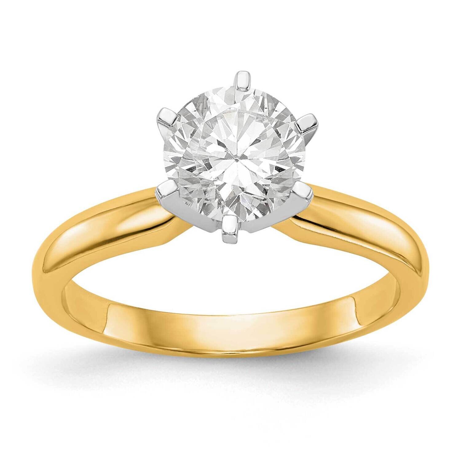1.25 Carat Medium-Weight Knife Edge/Half-Round 6-Prong Round Solitaire Ring Mounting 14k Two-Tone Gold KS74