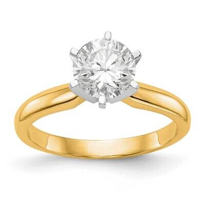 1.25 Carat Medium-Weight Knife Edge/Half-Round 6-Prong Round Solitaire Ring Mounting 14k Two-Tone G…