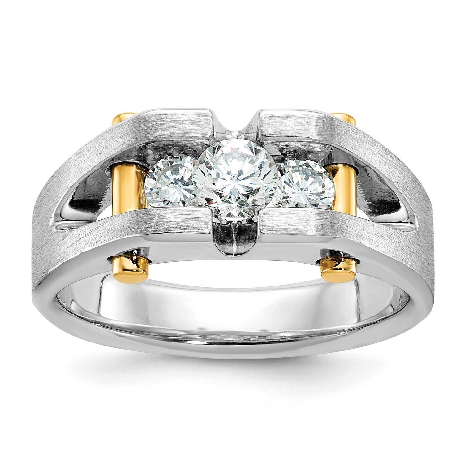 Ibgoodman Men&#39;s Polished Satin Cut-Out 3-Stone Ring Mounting 14k Two-Tone Gold B63434-4WY by IBGood…