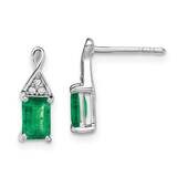 Emerald Diamond Earrings 14k White Gold EM7187-EM-004-WA, MPN: EM7187-EM-004-WA, 191101841873