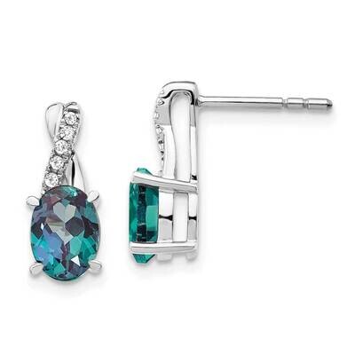 Created Alexandrite Diamond Earrings 14k White Gold EM4235-CA-006-WA, MPN: EM4235-CA-006-WA,