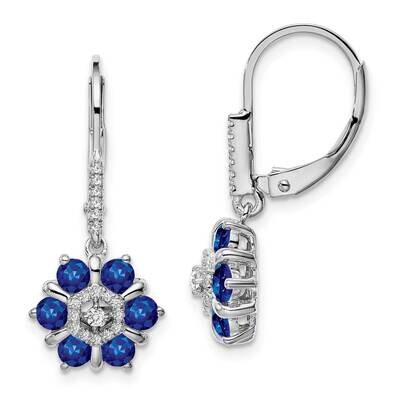 Sapphire Diamond Leverback Earrings 14k White Gold EM7192-SA-014-WA, MPN: EM7192-SA-014-WA, 1911018…