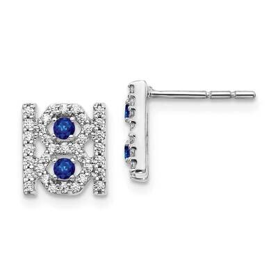 Diamond &amp; Sapphire Fancy Earrings 14k White Gold EM3843-SA-030-WA, MPN: EM3843-SA-030-WA, 191101836…