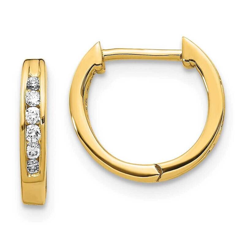 Polished Diamond Hinged Hoop Earrings 10k Gold EM5349-013-1YA