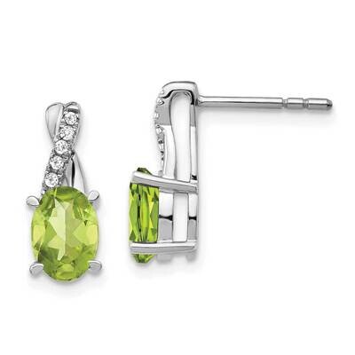 Peridot Diamond Earrings 14k White Gold EM4235-PE-006-WA, MPN: EM4235-PE-006-WA, 191101839108