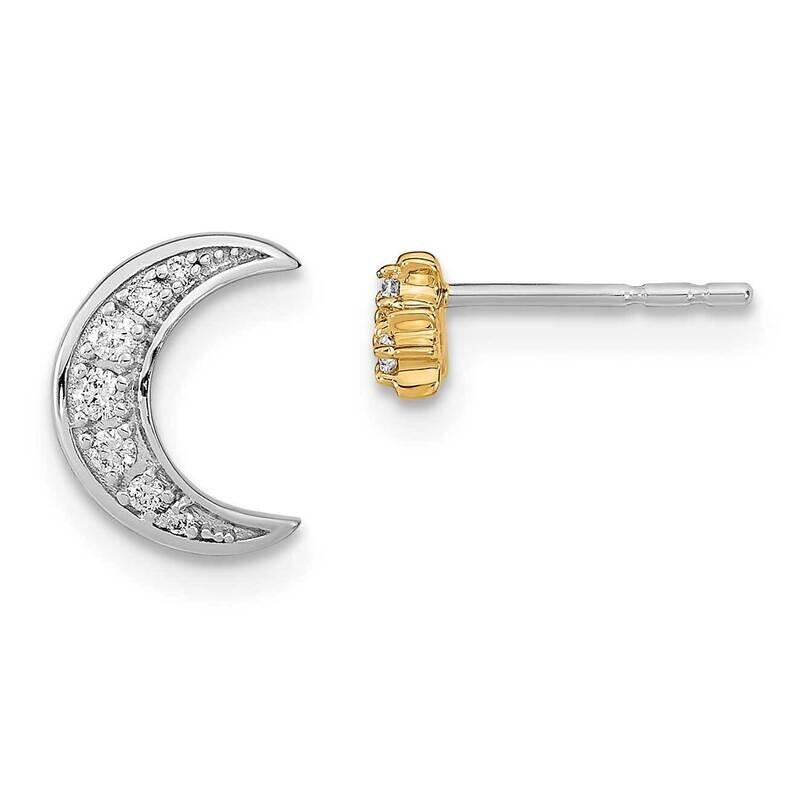 Moon 3-Stars Diamond Mis-Match Post Earrings 14k Two-Tone Gold EM6851-008-WYA