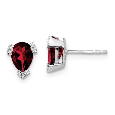 Pear Garnet Diamond Earrings 14k White Gold EM7108-GA-006-WA, MPN: EM7108-GA-006-WA, 191101841583