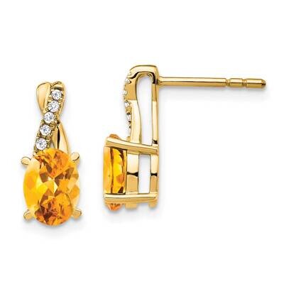 Citrine Diamond Earrings 10k Gold EM4235-CI-006-1YA, MPN: EM4235-CI-006-1YA, 191101567391