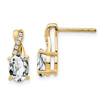 Topaz Diamond Earrings 10k White Gold EM4235-WT-006-1YA, MPN: EM4235-WT-006-1YA, 191101567339