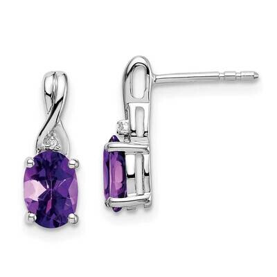 Oval Amethyst Diamond Earrings 14k White Gold EM7075-AM-001-WA, MPN: EM7075-AM-001-WA, 191101839412