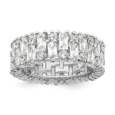 Cheryl M Fancy Baguette-Cut Brilliant-Cut CZ Ring Sterling Silver Rhodium-Plated QCM1496, MPN: QCM1…