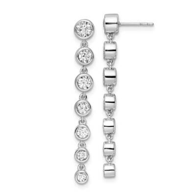 True Origin 1 1/2 Carat Diamond Vs/Si D E F Graduated Dangle Post Earring 14k White Gold EM8621-150…