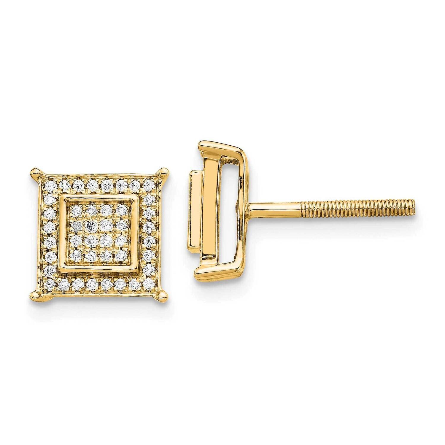 Diamond Small Double Square Bezel Post Earrings 14k Gold EM5476-025-YA