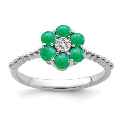 Emerald Diamond Floral Ring 14k White Gold RM7191-EM-003-WA, MPN: RM7191-EM-003-WA, 191101821981