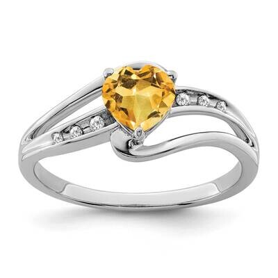 Citrine Diamond Ring Sterling Silver Rhodium-Plated RM7401-CI-004-SSA, MPN: RM7401-CI-004-SSA,