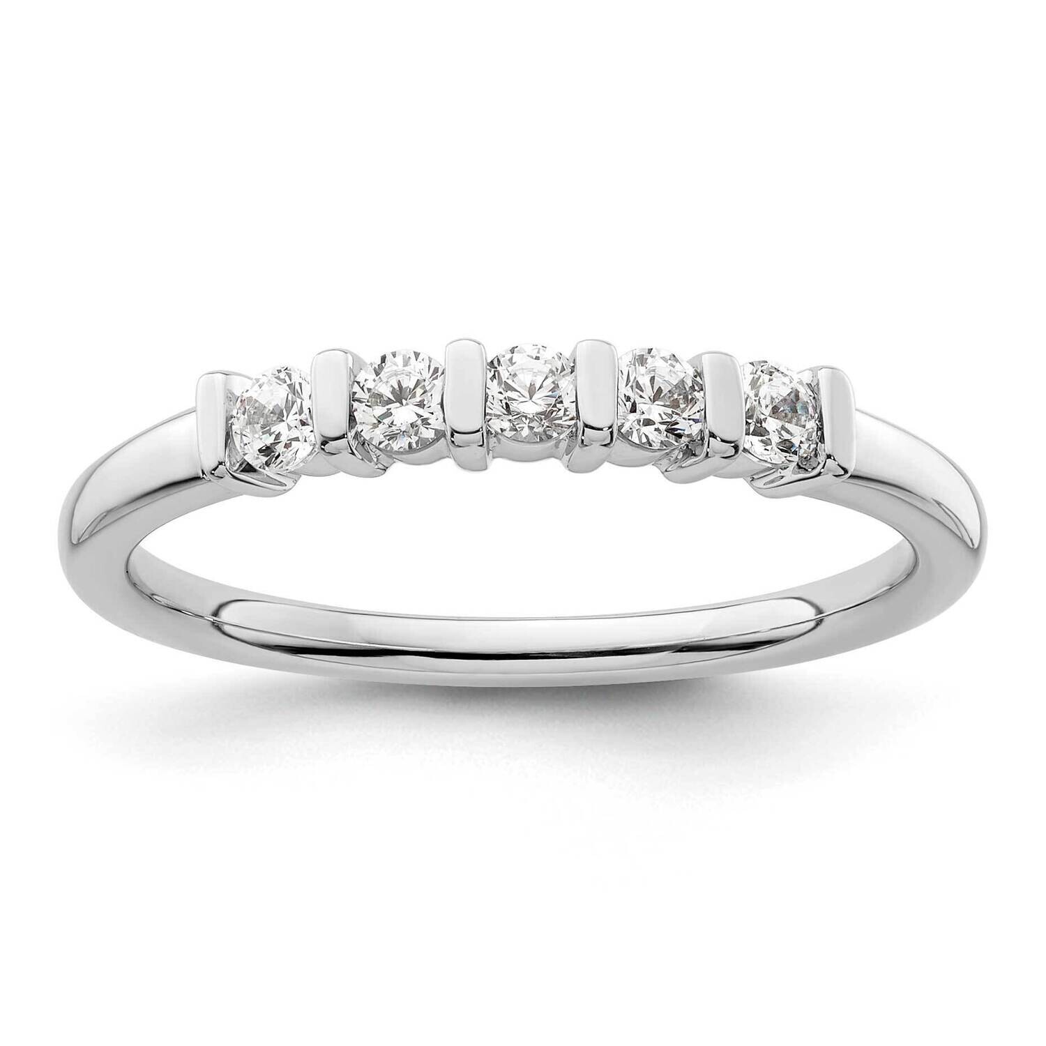 5-Stone Half-Bezel Holds 5-2.3mm Round Diamond Band Ring Mounting 14k White Gold RM3183B-025-WAA
