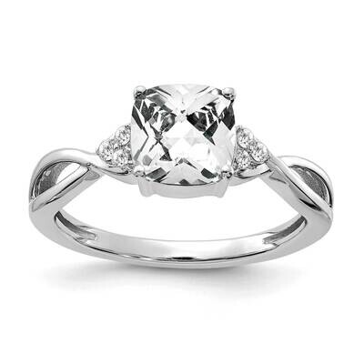 Checkerboard White Topaz Diamond Ring 14k White Gold RM4393-WT-006-WA, MPN: RM4393-WT-006-WA,