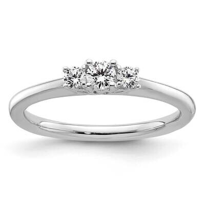 3-Stone Holds 1/8 Carat 3.20mm Round Center 2-2.5mm Round Sides Engagement Ring Mounting 14k White …