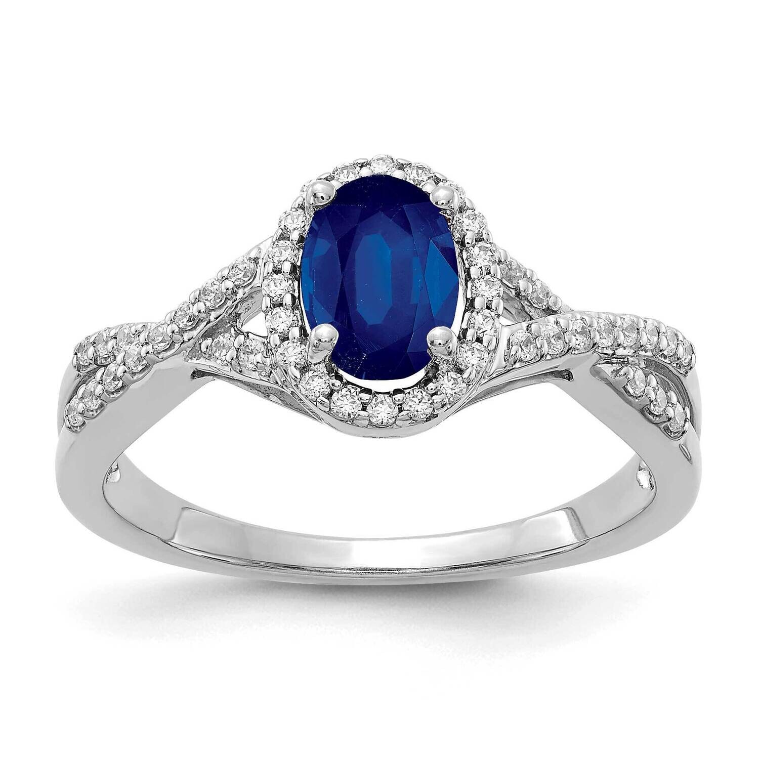 Diamond Sapphire Oval Halo Ring 10k White Gold RM5759-SA-020-1WA, MPN: RM5759-SA-020-1WA, 886774535…