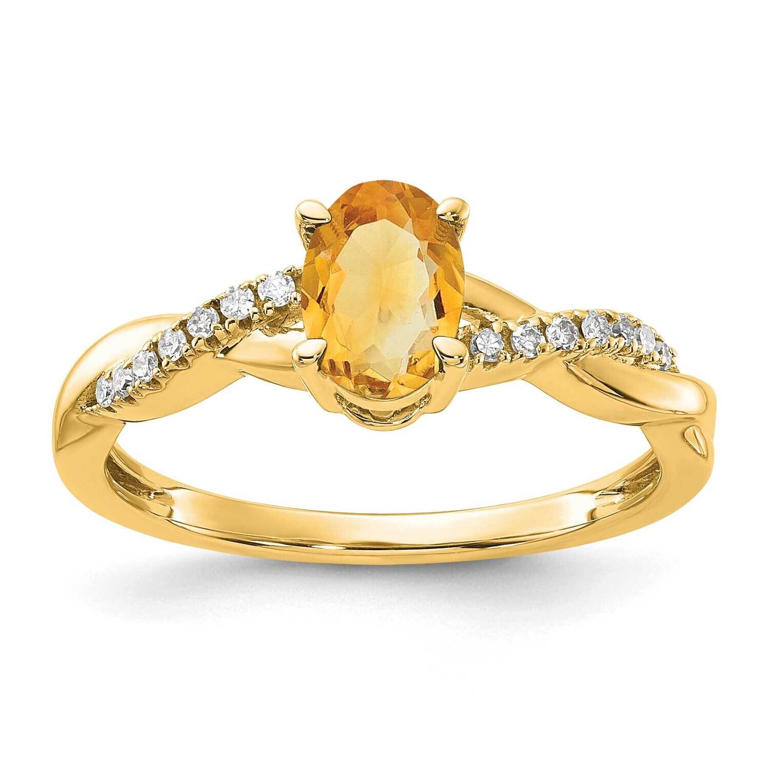 Oval Citrine Diamond Ring 10k Gold RM4235-CI-008-1YA