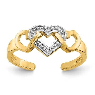 Rhodium Diamond Heart Toe Ring 10k Gold RM5651-001-1YA, MPN: RM5651-001-1YA,