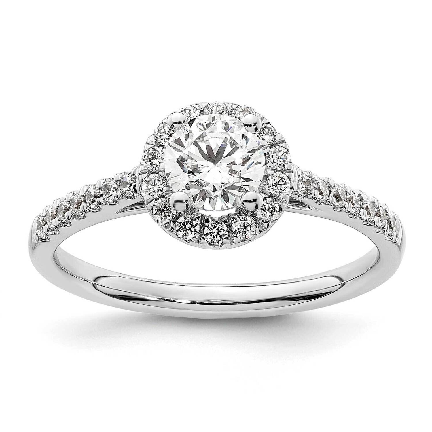 Round Halo Engagement Diamond Si1/Si2 G H I Complete Ring 14k White Gold RM2042E-050-WAA, MPN: RM20…