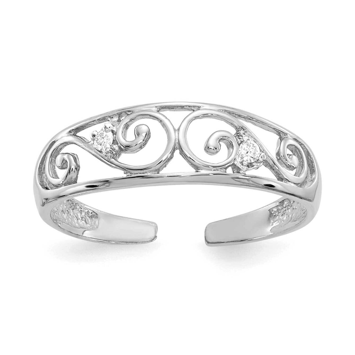 .02Ct Diamond Scroll Toe Ring 14k White Gold RM5653-002-WA, MPN: RM5653-002-WA,