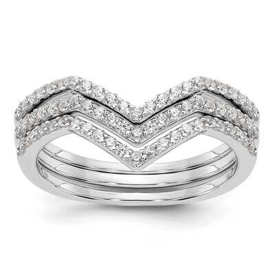 CZ V-Shaped 3 BSet Sterling Silver Rhodium-Plated QR7544, MPN: QR7544,