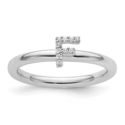 Stackable Diamond Initial F Ring 14k White Gold SK2112FW, MPN: SK2112FW,