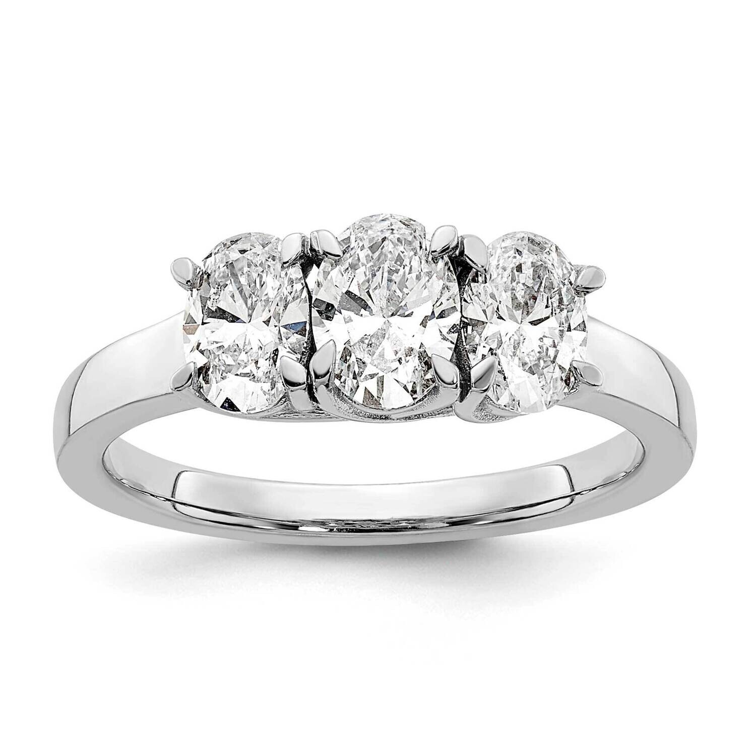 1.30Ctw Vs/Si D E F Diamond 3 Stone Oval Ring 14k White Gold RM8272-140-WAA, MPN: RM8272-140-WAA,