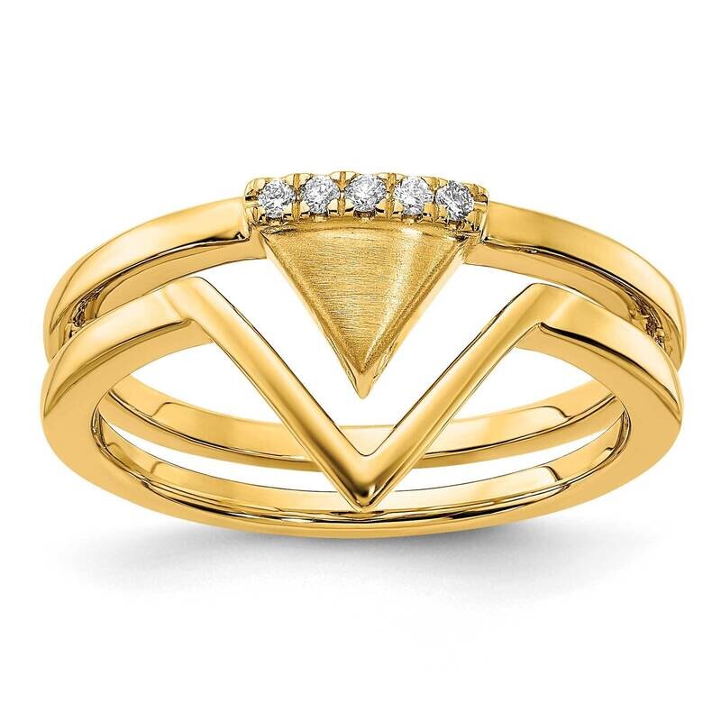 Satin Polished Diamond Double Triangle Ring 14k Gold RM6865-005-YA