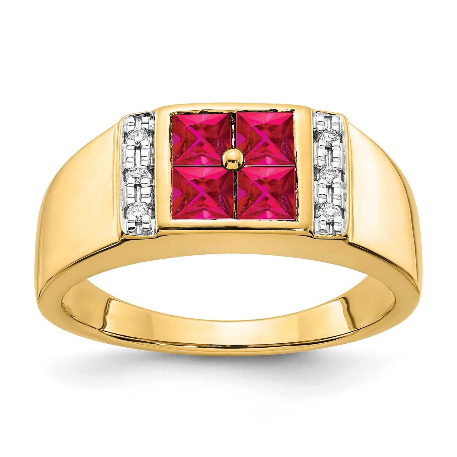 Diamond Created Ruby Men&#39;s Ring 14k Gold RM5830-CRU-050-YA, MPN: RM5830-CRU-050-YA, 883957903873
