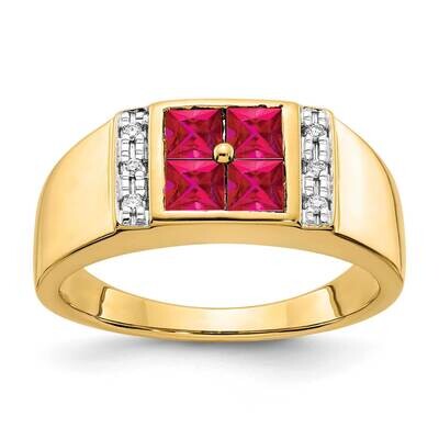 Diamond Created Ruby Men&#39;s Ring 14k Gold RM5830-CRU-050-YA, MPN: RM5830-CRU-050-YA, 883957903873
