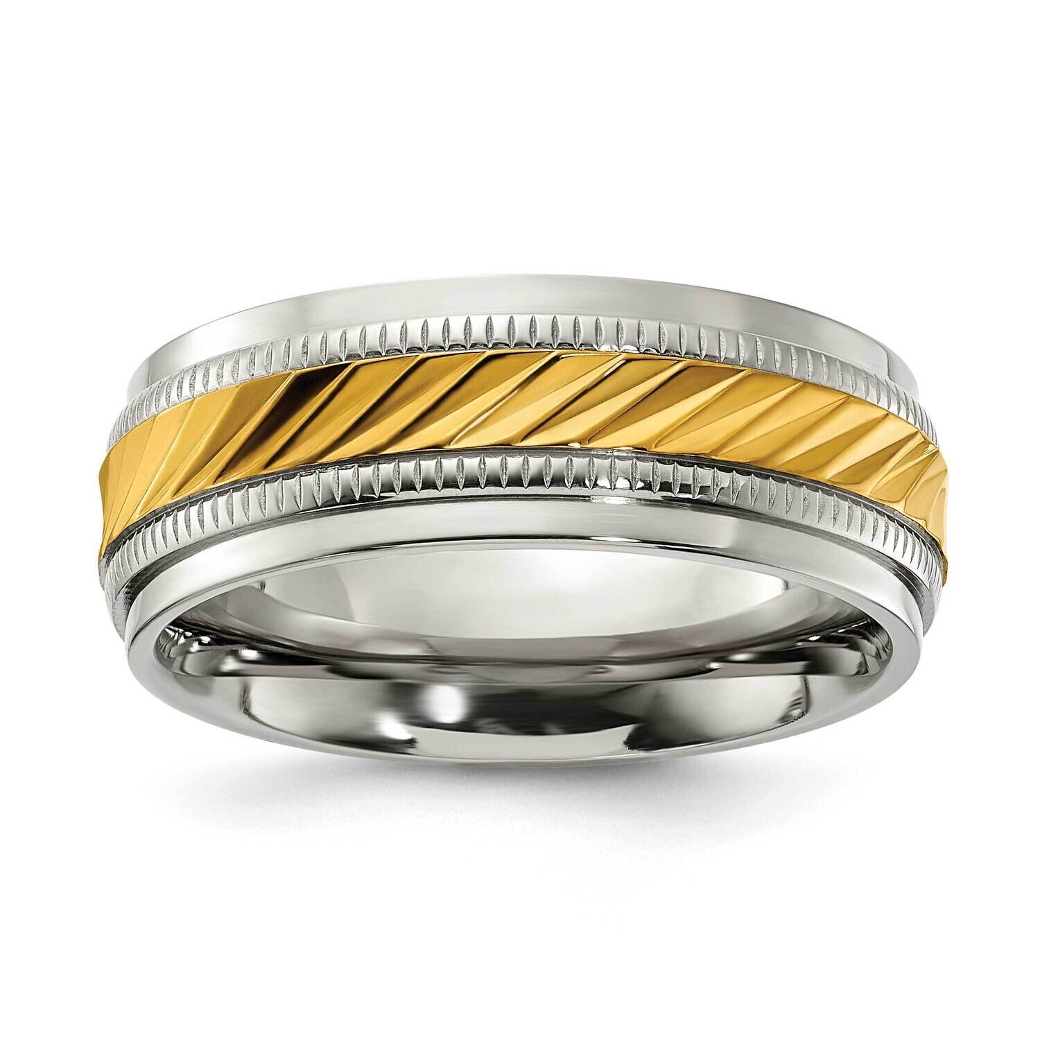 Chisel Polished Yellow Ip-Plated Center 8.00mm Band Titanium TB504 by Men&#39;s Jewelry and Accessories…