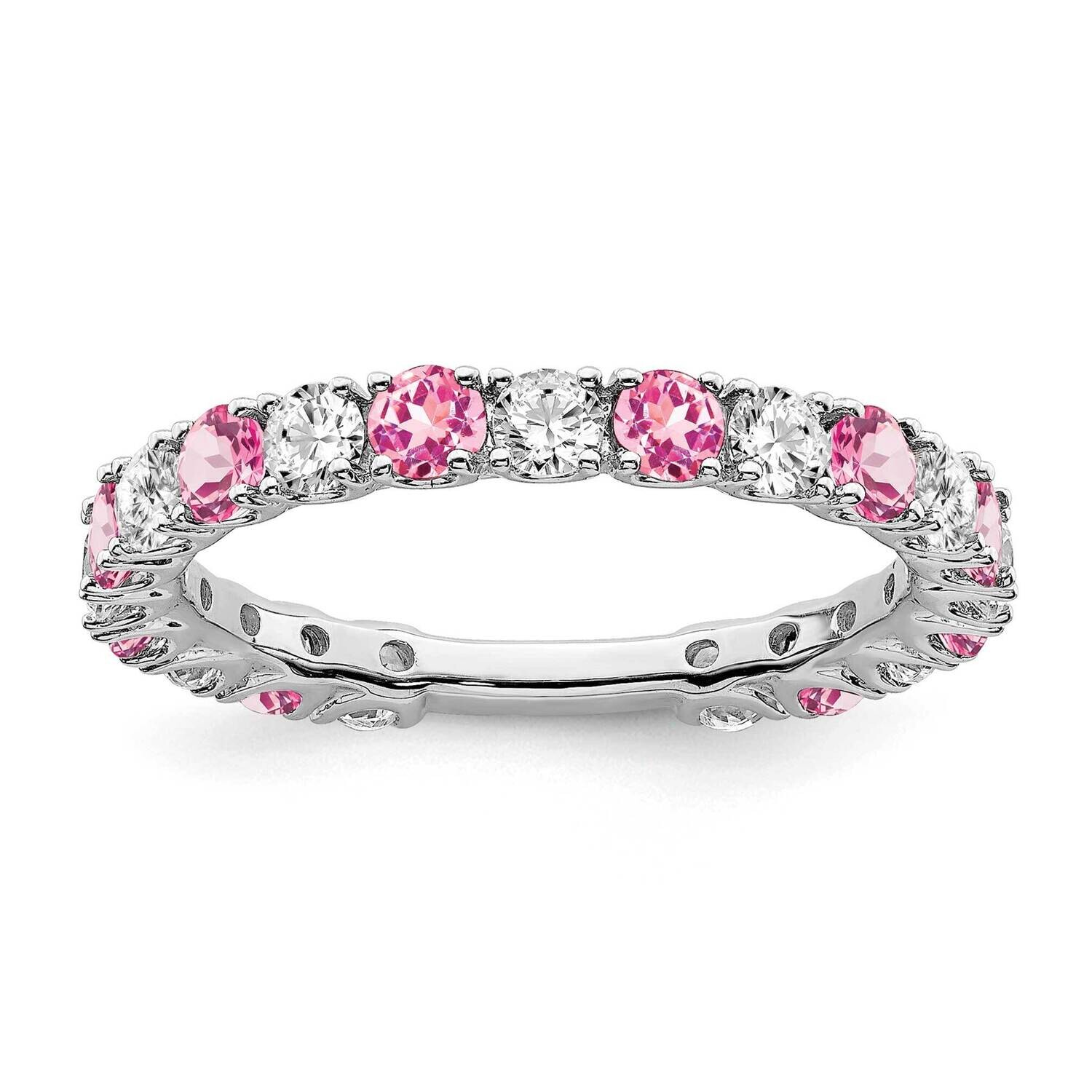 Created Pink Sapphire Diamond Band 14k White Gold RM7113-CPS-077-WA, MPN: RM7113-CPS-077-WA, 191101…