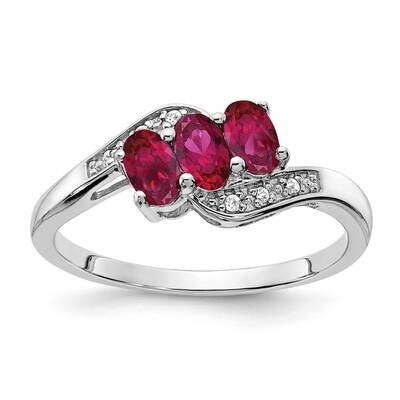 Created Ruby Diamond Ring Sterling Silver Rhodium-Plated RM7403-CRU-003-SSA, MPN: RM7403-CRU-003-SS…