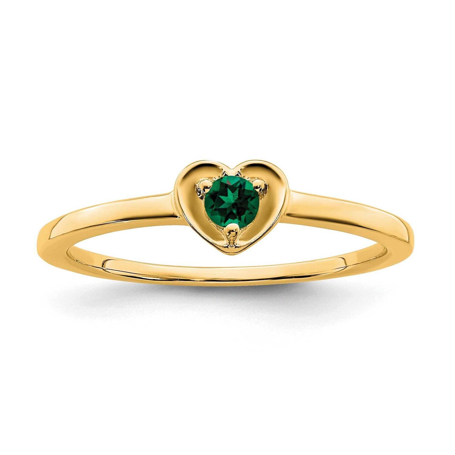 Created Emerald Heart Ring 10k Gold RM7397-CEM-1Y