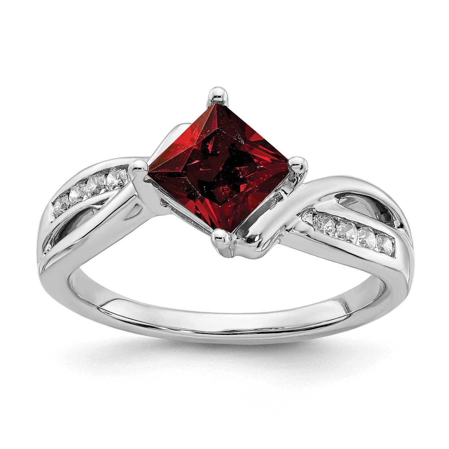 Square Garnet Diamond Ring 14k White Gold RM7166-GA-012-WA, MPN: RM7166-GA-012-WA, 191101821530