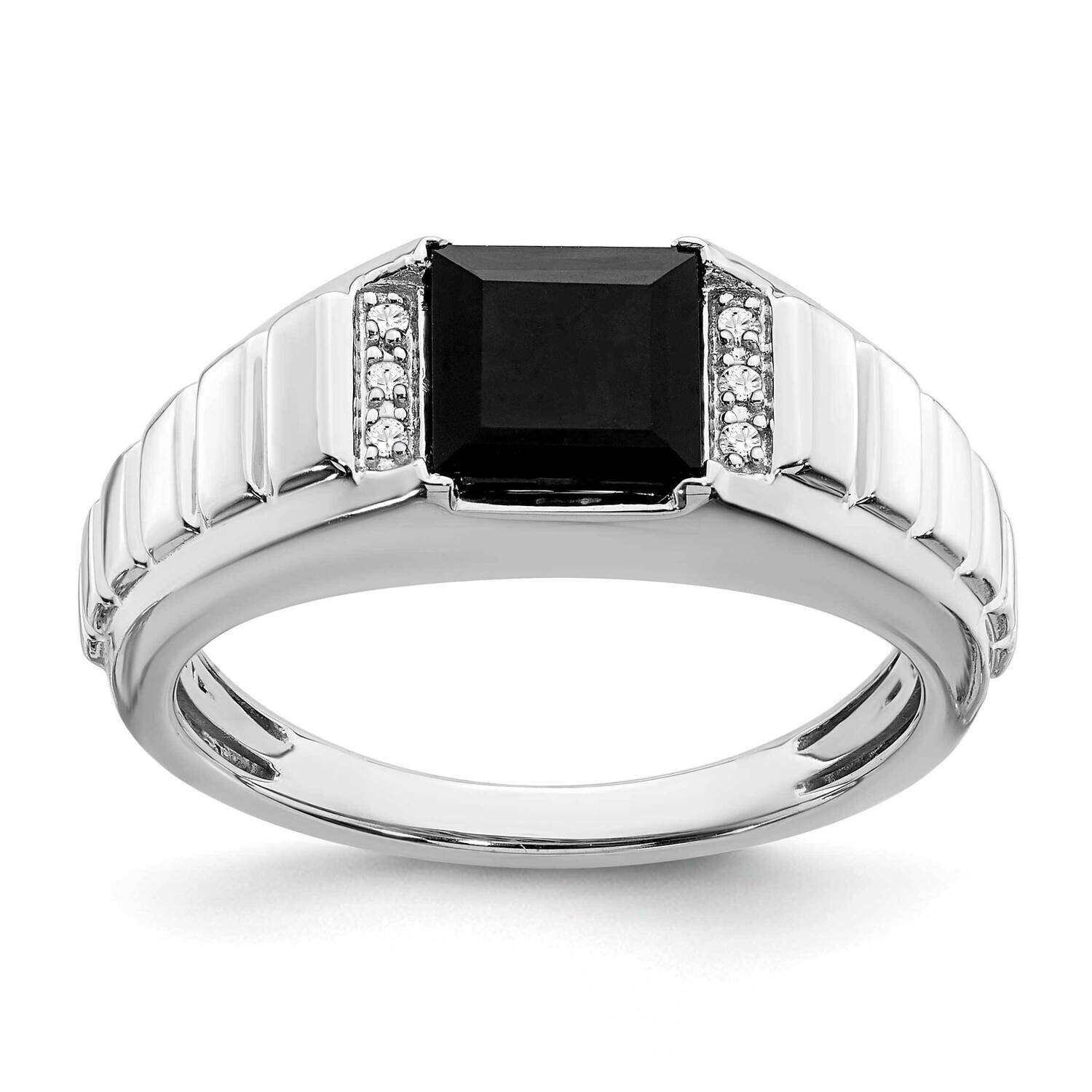 Square Onyx Diamond Mens Ring 14k White Gold RM7482-OX-004-WA
