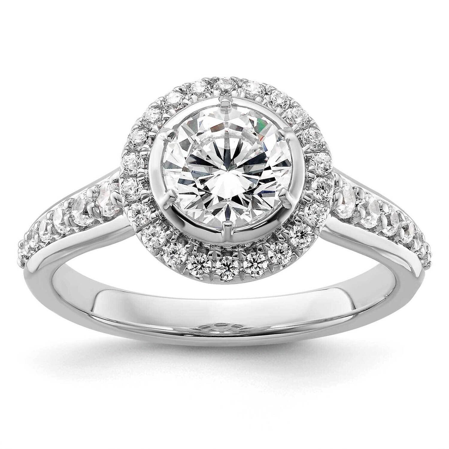 True Origin White Gold 3/8 Carat Diamond Vs/Si D E F Semi Mount Round Fancy Halo Engagement Ring RM…